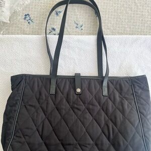 BURBERRY* Black Quilted Tote /  Nova Check lined Book / Shopping Bag